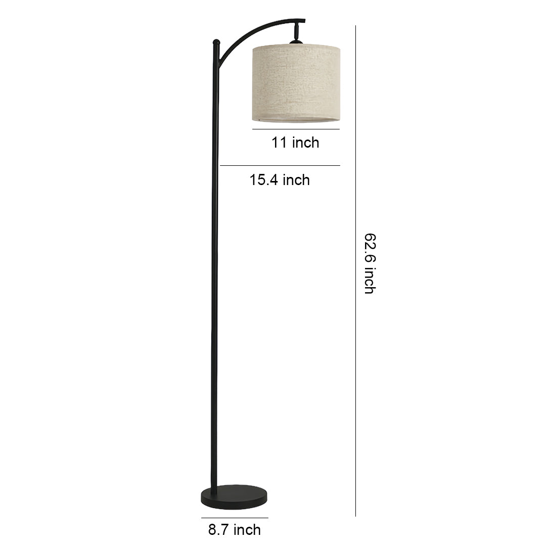 Modern Arc Floor Lamp LED Fabric Shade Adjustable Height Marble Base Dimmable Remote Beige Black Nordic Living Room Bedroom 65 Inch