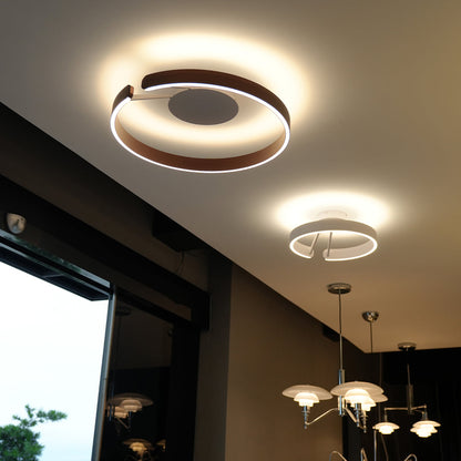 Split Ring Halo LED Flush Mount in Iron and Aluminum with Fixed Warm White in Black, White, or Coffee Brown