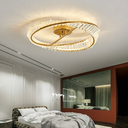 Möbius Twisted Ring Crystal Flush Mount Gold Three Sizes