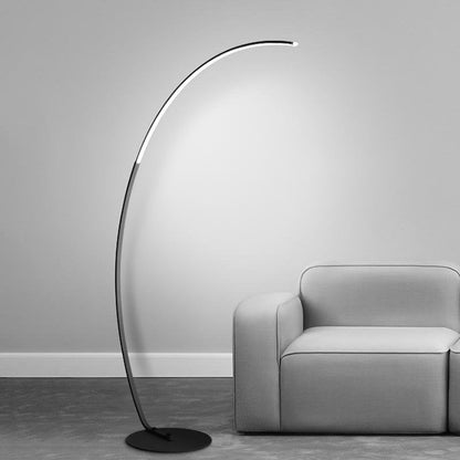 Modern Arc Floor Lamp LED Dimmable Remote Control Shadeless Aluminum Black White Living Room Bedroom 67 Inch