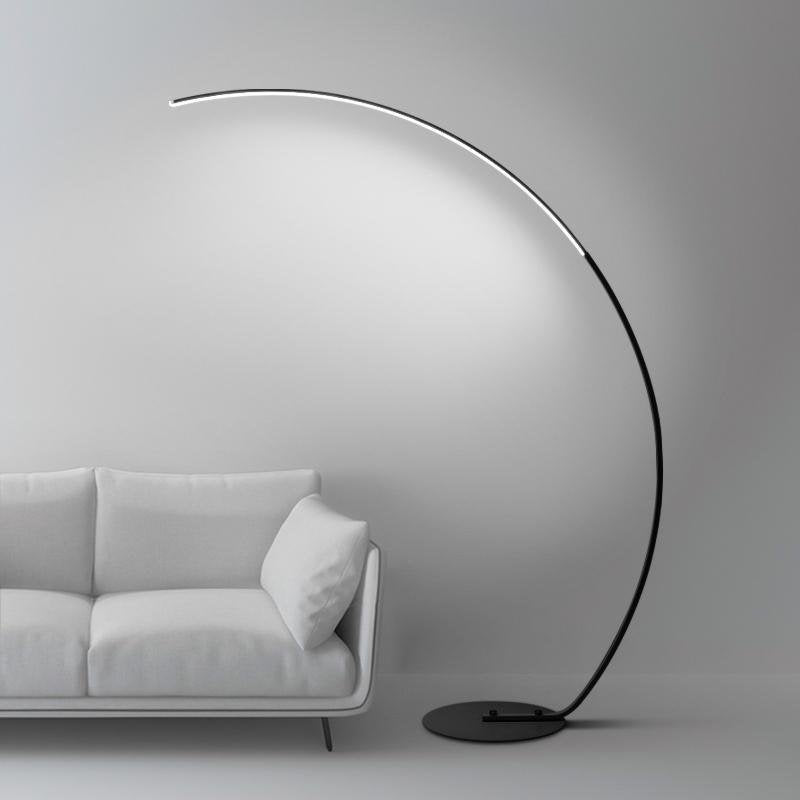 Modern Arc Floor Lamp LED Dimmable Remote Control Shadeless Aluminum Black White Living Room Bedroom 67 Inch