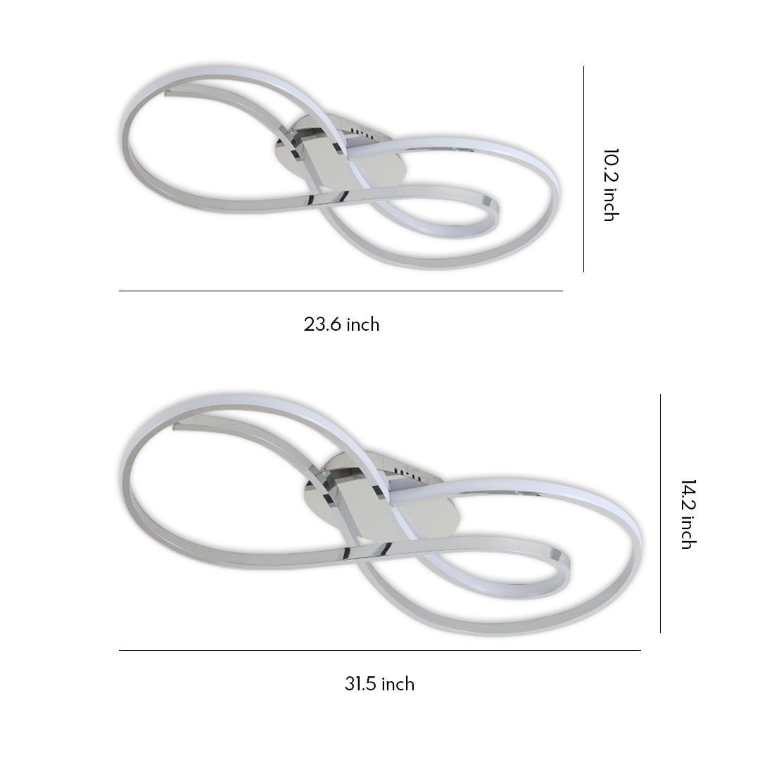 Infinity Loop Silicone LED Flush Mount in Black, Chrome, or Gold with Dimmable Option in Two Sizes