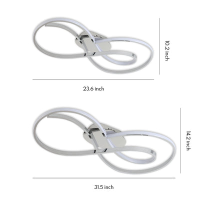 Infinity Loop Silicone LED Flush Mount in Black, Chrome, or Gold with Dimmable Option in Two Sizes