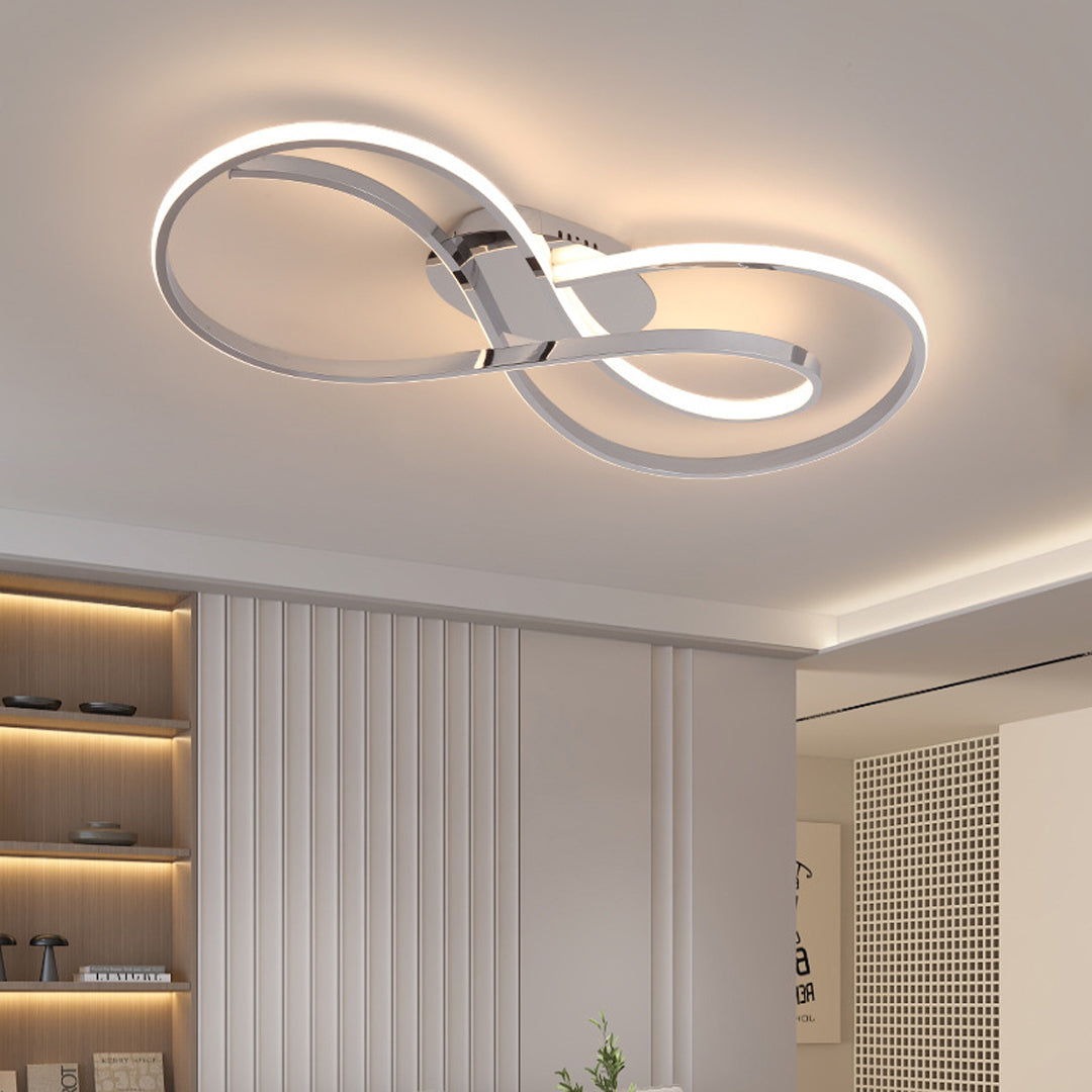 Infinity Loop Silicone LED Flush Mount in Black, Chrome, or Gold with Dimmable Option in Two Sizes