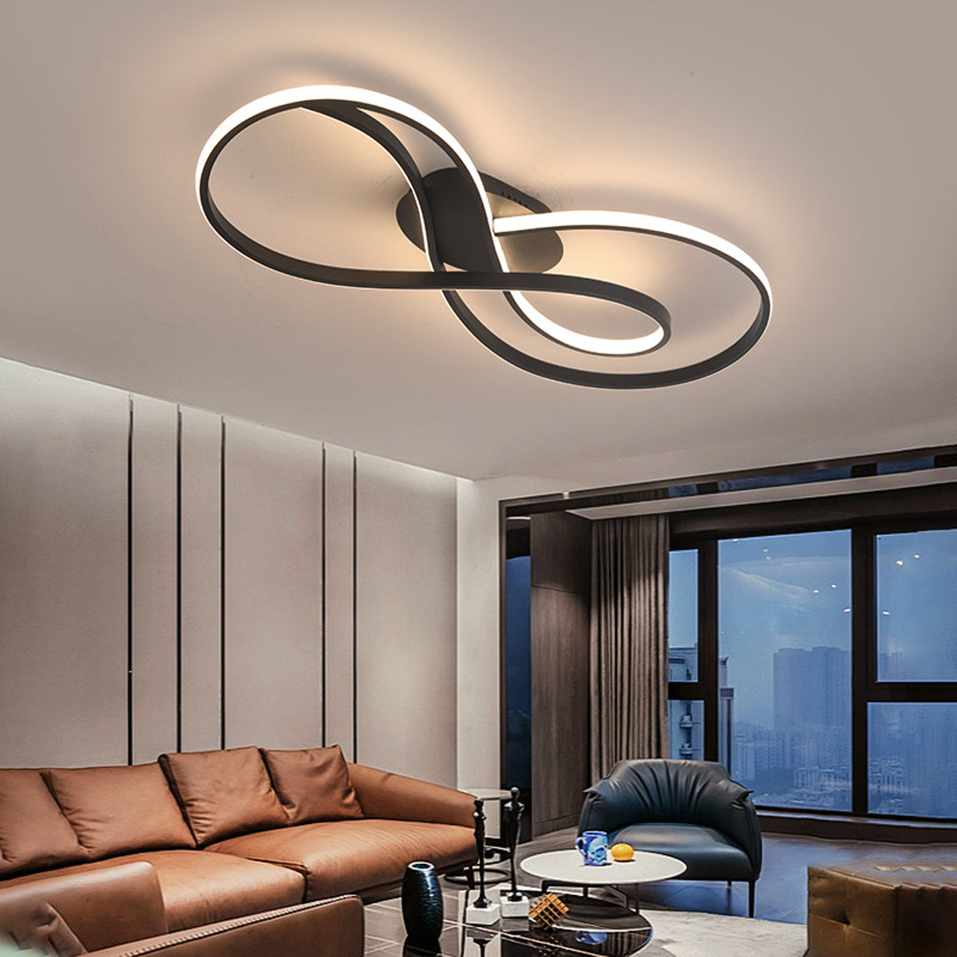 Infinity Loop Silicone LED Flush Mount in Black, Chrome, or Gold with Dimmable Option in Two Sizes