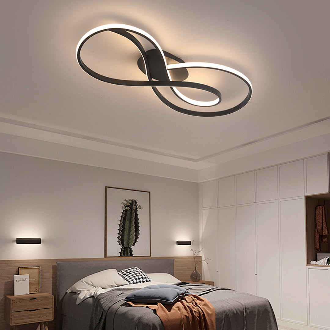 Infinity Loop Silicone LED Flush Mount in Black, Chrome, or Gold with Dimmable Option in Two Sizes
