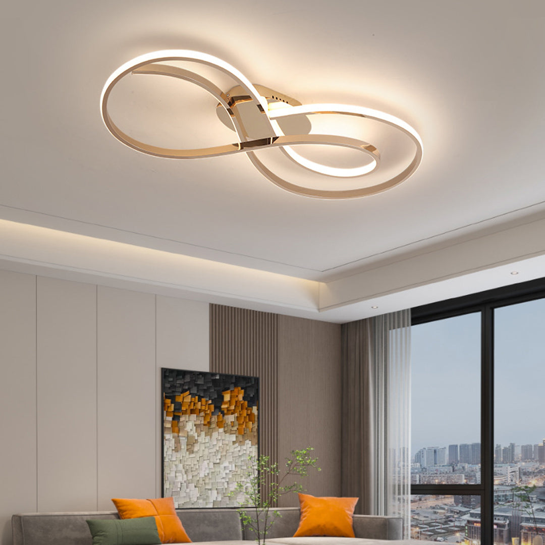 Infinity Loop Silicone LED Flush Mount in Black, Chrome, or Gold with Dimmable Option in Two Sizes