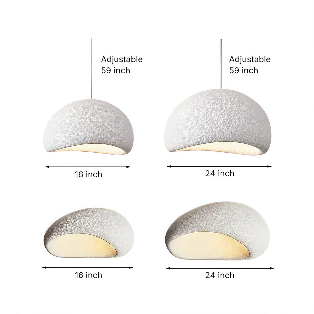 Wabi-Sabi Oval Flush Mount or Pendant White Gray Remote Dimming