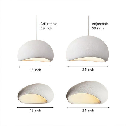 Wabi-Sabi Oval Flush Mount or Pendant White Gray Remote Dimming