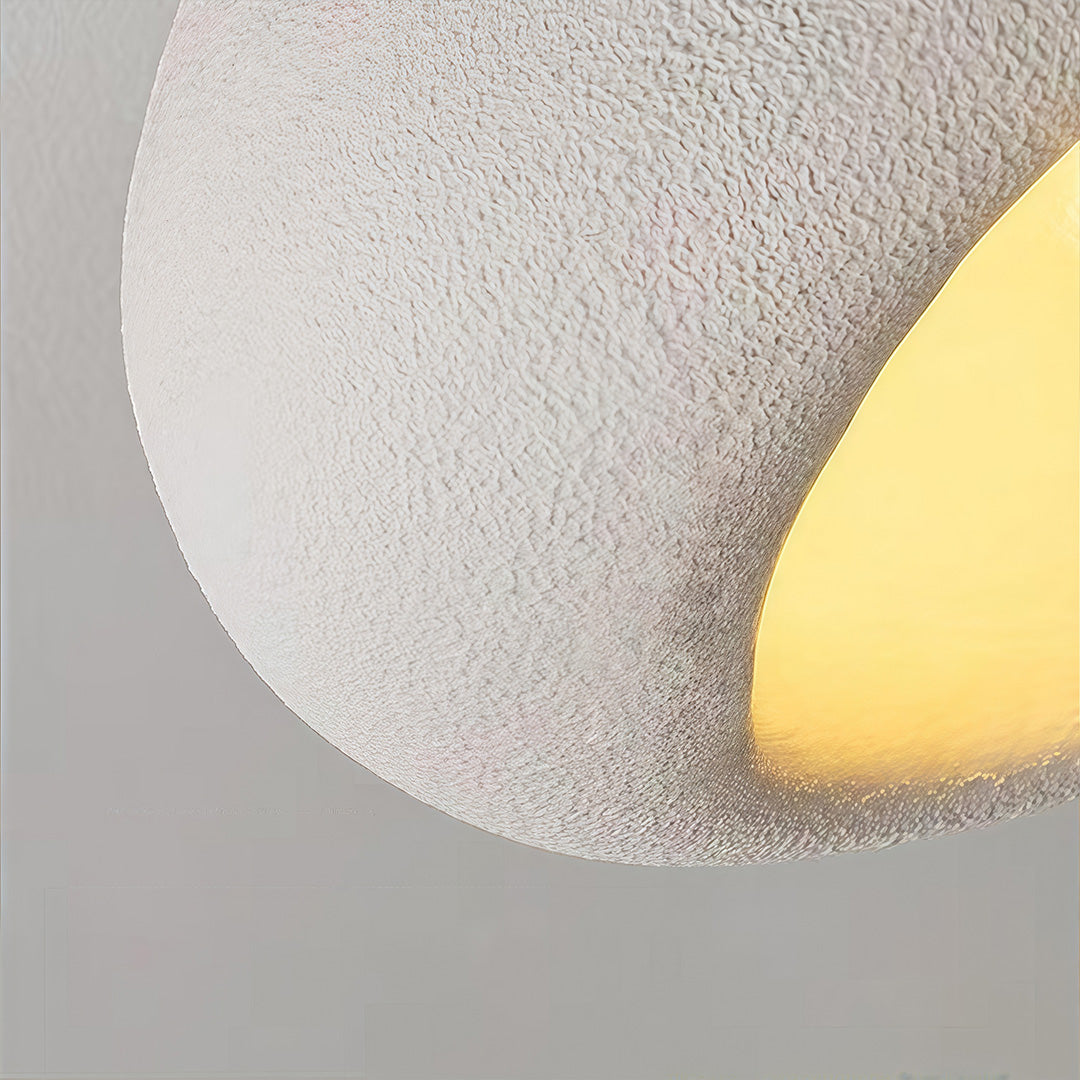 Wabi-Sabi Oval Flush Mount or Pendant White Gray Remote Dimming