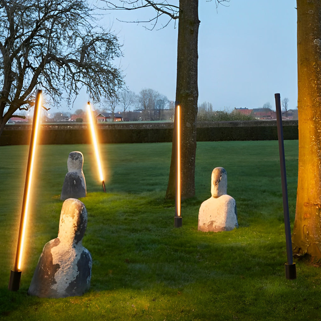 Contemporary Linear LED Outdoor Floor Lamp IP65 Stainless Steel 4 Heights 3000K