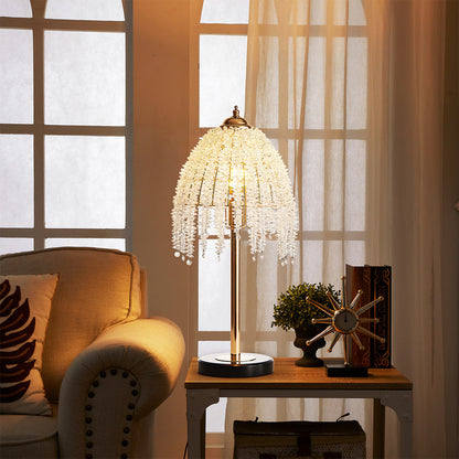 Gold Crystal Table Lamp European Luxury French Gold Hardware Frame Transparent Crystal Shade E12 Bedside 18.90 Inch