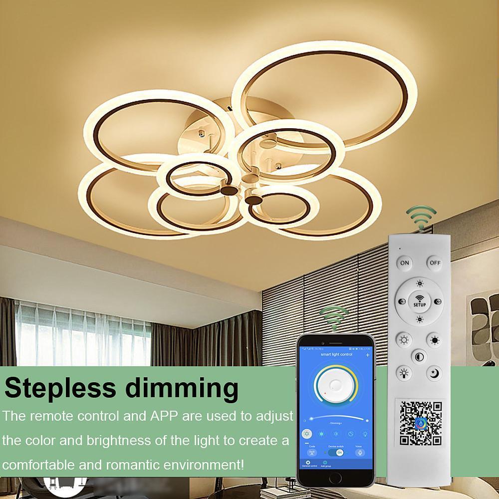 Multi-Circle Cluster Double-Tier Semi-Flush Mount Ceiling Light — Modern Aluminum Acrylic LED 4 6 8 Light