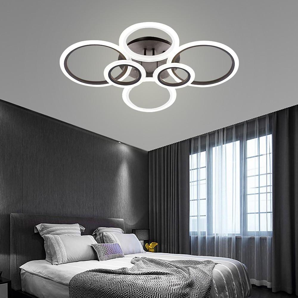 Multi-Circle Cluster Double-Tier Semi-Flush Mount Ceiling Light — Modern Aluminum Acrylic LED 4 6 8 Light
