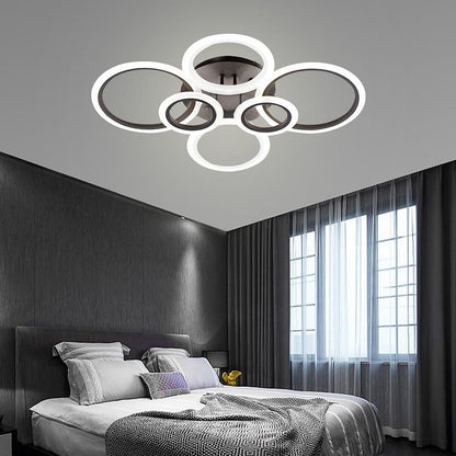 Multi-Circle Cluster Double-Tier Semi-Flush Mount Ceiling Light — Modern Aluminum Acrylic LED 4 6 8 Light