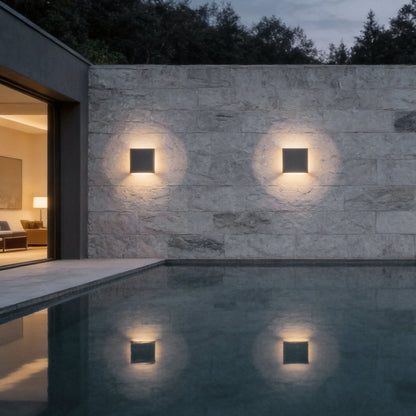 Modern Outdoor Disc Wall Light LED Frosted Round Square Gray Black