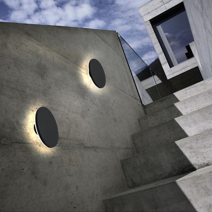 Modern Outdoor Disc Wall Light LED Frosted Round Square Gray Black