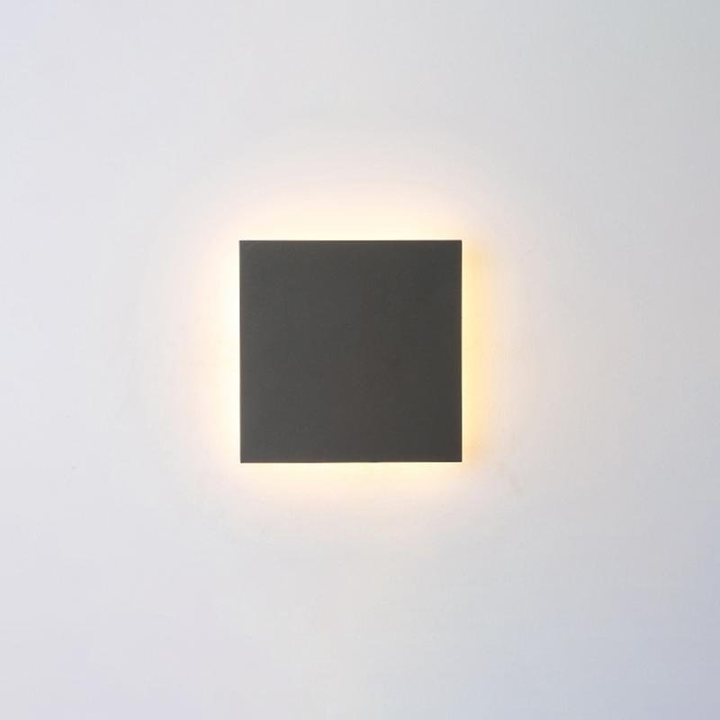 Modern Outdoor Disc Wall Light LED Frosted Round Square Gray Black