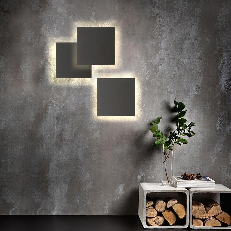Modern Outdoor Disc Wall Light LED Frosted Round Square Gray Black