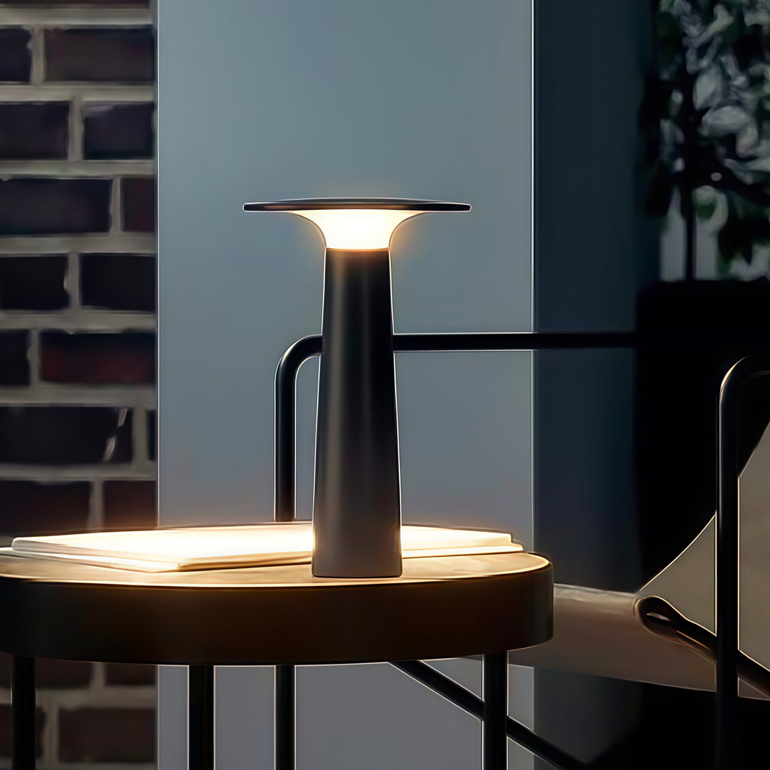 Modern Table Lamp Outdoor IP65 Waterproof Hardwired Aluminum Garden Landscape 3000K Black White 9.65 Inch