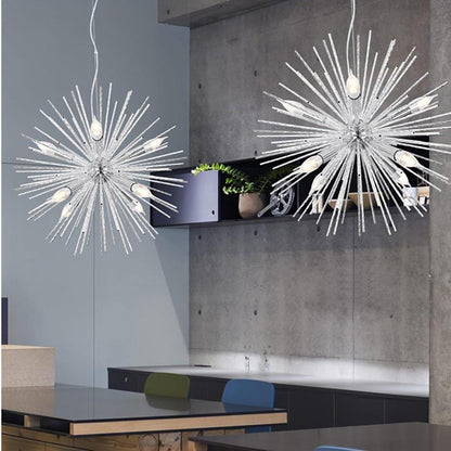 Geometric Starburst Chandelier – Modern Dining Room Statement Fixture