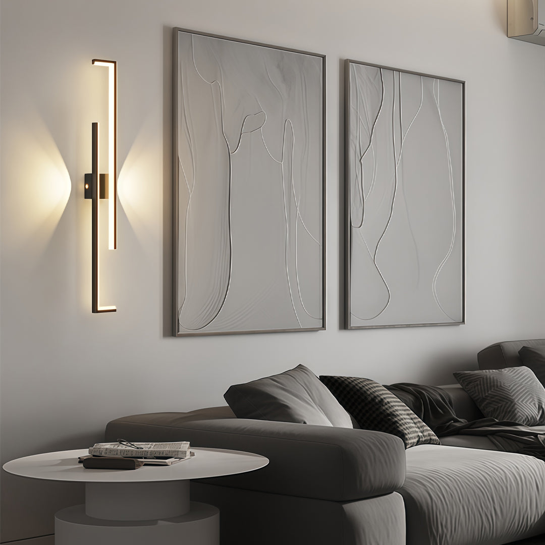 Linear LED Wall Sconce Bar Modern Minimalist Iron 3CCT Hardwired Black Gold