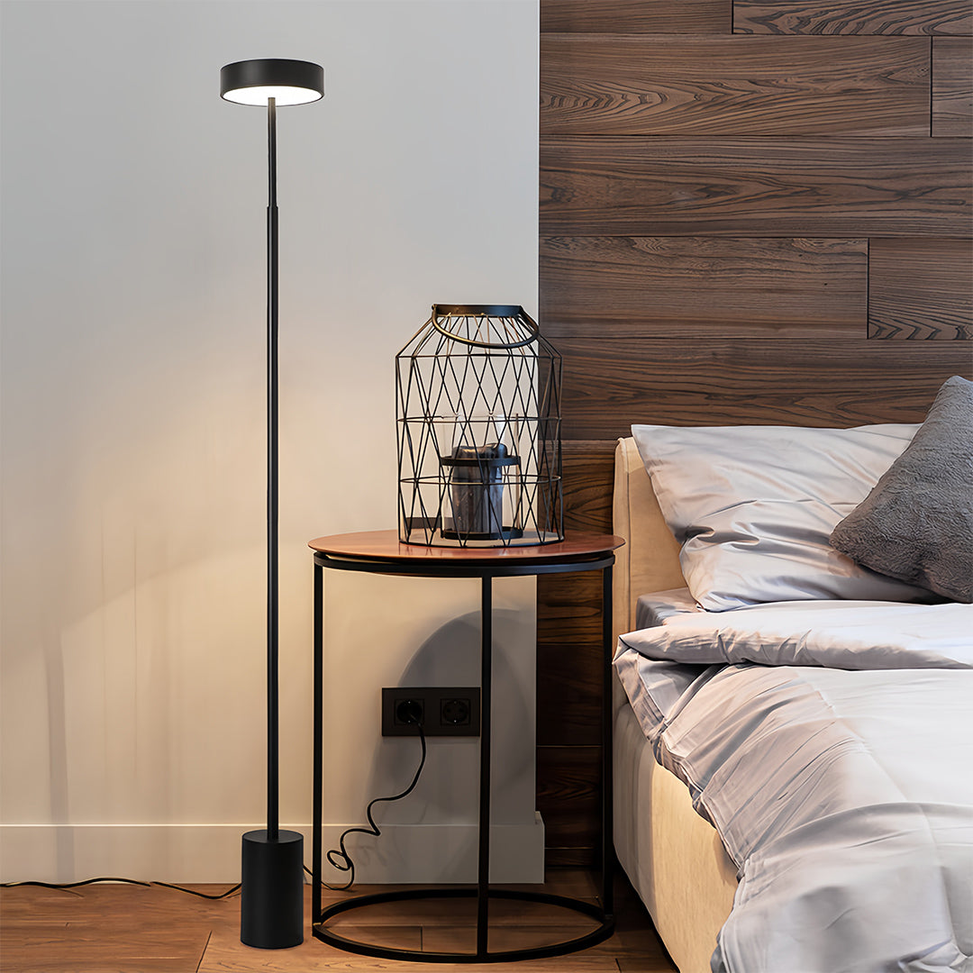 Modern Floor Lamp LED Dimmable Frosted Acrylic Shade Iron Pole Remote Control Stepless Dimming Nordic Black Gray White 56 Inch