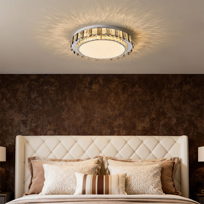 Multi-Layer Stacked Crystal Ring Flush Mount in Chrome Stainless Steel with 3-Step Colour Temperature in Four Sizes