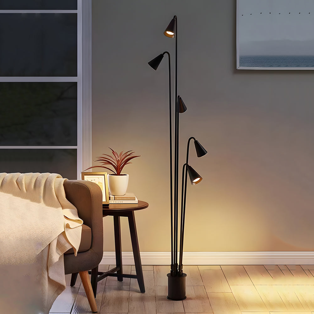 Industrial Multi-Head Bellflower LED Outdoor Floor Lamp IP55 Die-Cast Aluminium 3000K