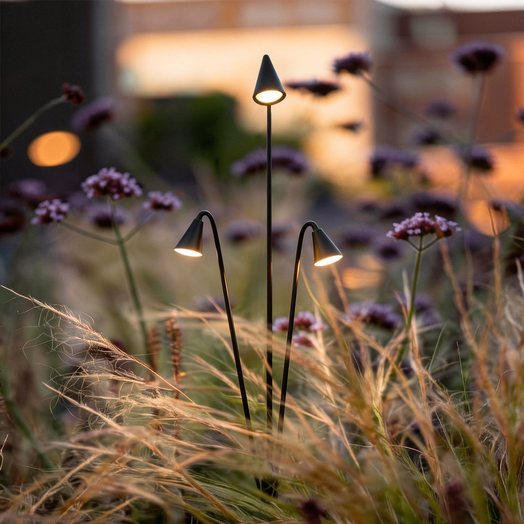 Industrial Multi-Head Bellflower LED Outdoor Floor Lamp IP55 Die-Cast Aluminium 3000K
