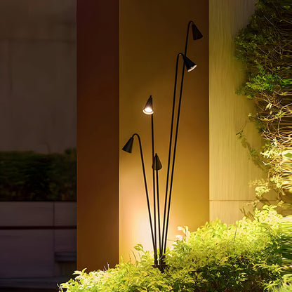 Industrial Multi-Head Bellflower LED Outdoor Floor Lamp IP55 Die-Cast Aluminium 3000K