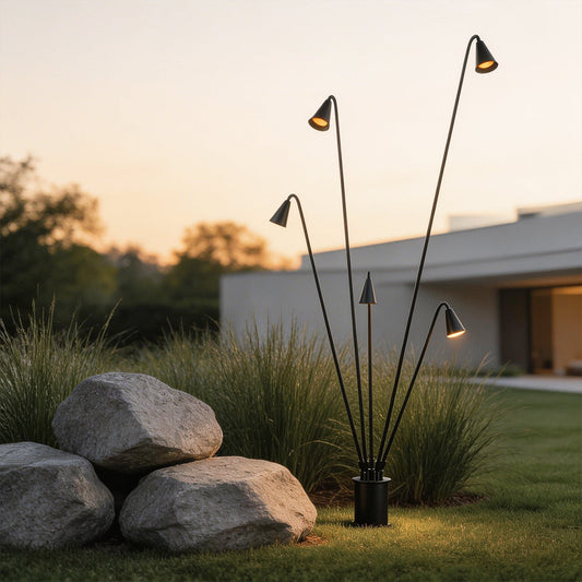 Industrial Multi-Head Bellflower LED Outdoor Floor Lamp IP55 Die-Cast Aluminium 3000K