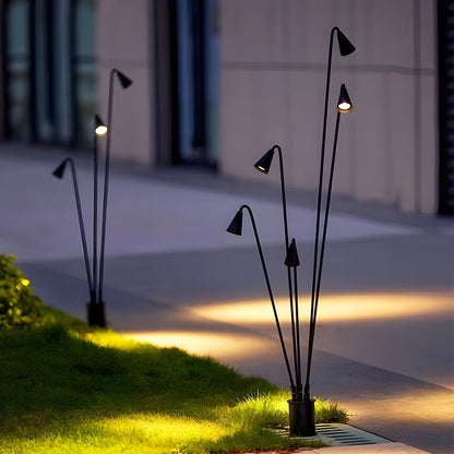 Industrial Multi-Head Bellflower LED Outdoor Floor Lamp IP55 Die-Cast Aluminium 3000K
