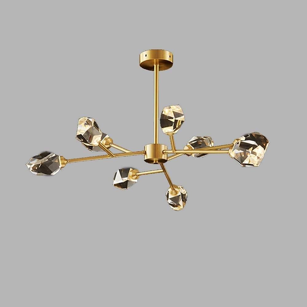 Chandelier Metal Crystal G9 9-Light Sputnik Irregular Cut Gold Matte Electroplated Modern Artistic Warm White / White
