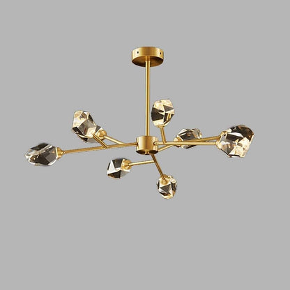 Chandelier Metal Crystal G9 9-Light Sputnik Irregular Cut Gold Matte Electroplated Modern Artistic Warm White / White