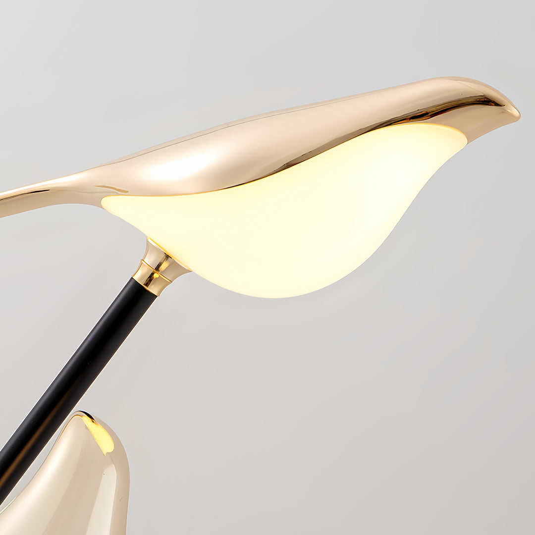 Decorative Floor Lamp 3 Heads Magpie Bird LED Gold Zinc Alloy Acrylic Optical Tube Nordic Artistic 4000K Foot Switch 60 Inch