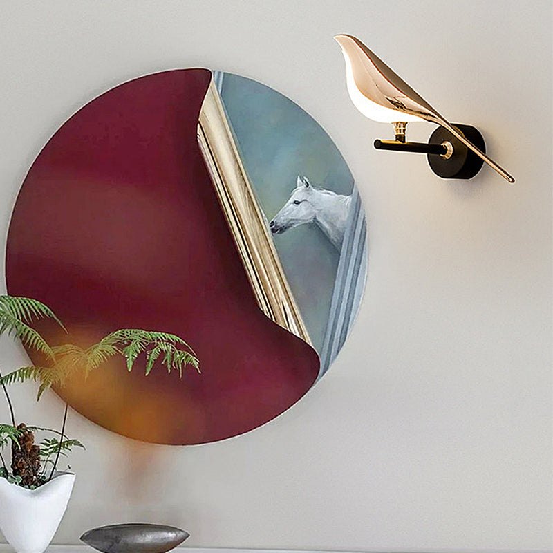 Bird Silhouette Iron Glass LED Wall Sconce Nordic Minimalist 3000K–6000K Dimmable Black Indoor 1 or 2 Bird