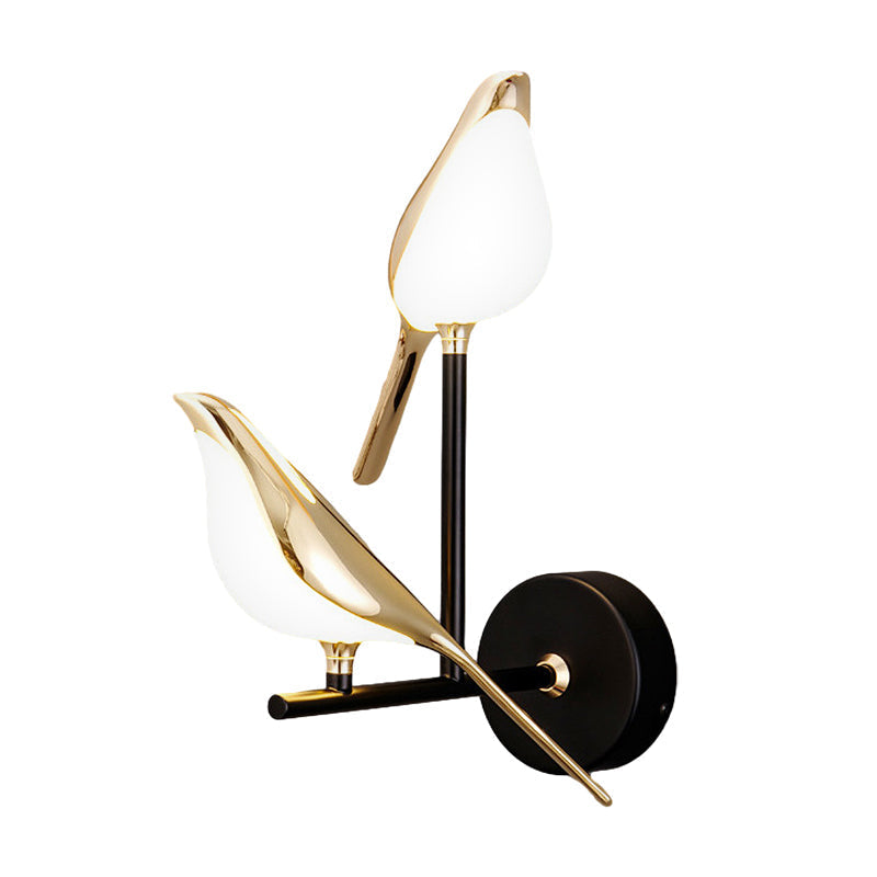 Bird Silhouette Iron Glass LED Wall Sconce Nordic Minimalist 3000K–6000K Dimmable Black Indoor 1 or 2 Bird