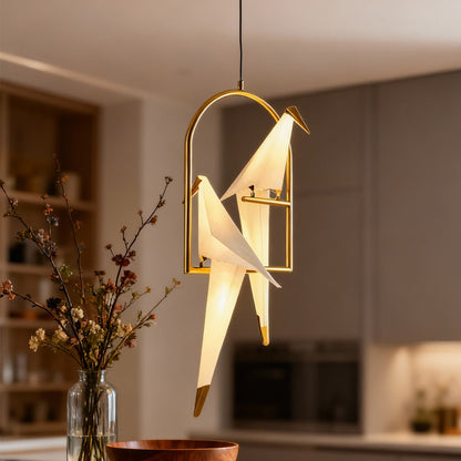 Bird Origami Wall Sconce LED Nordic Crane Gold Accent Warm White 3000K