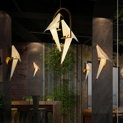 Bird Origami Wall Sconce LED Nordic Crane Gold Accent Warm White 3000K