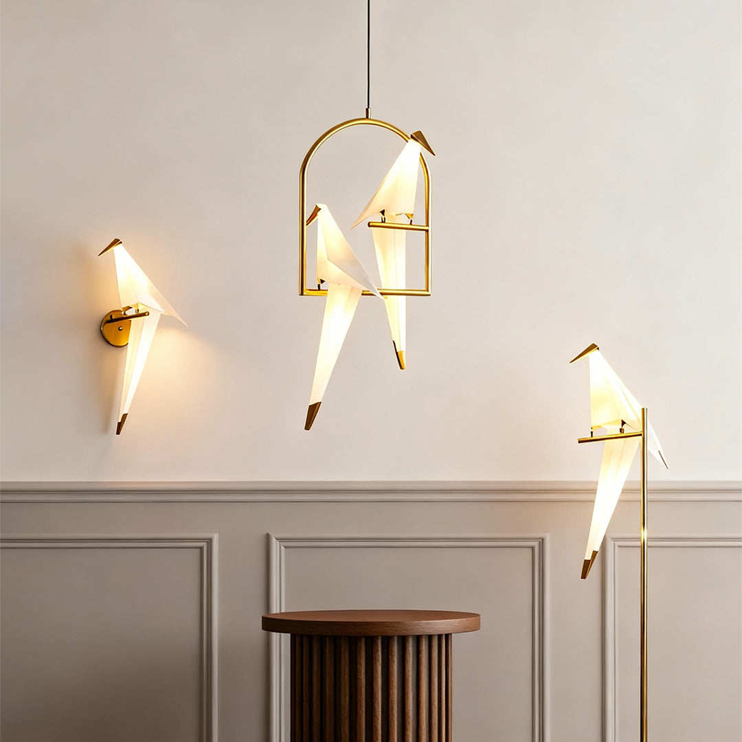 Bird Origami Wall Sconce LED Nordic Crane Gold Accent Warm White 3000K