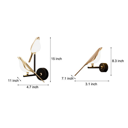 Bird Silhouette Iron Glass LED Wall Sconce Nordic Minimalist 3000K–6000K Dimmable Black Indoor 1 or 2 Bird