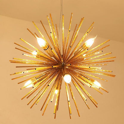Geometric Starburst Chandelier – Modern Dining Room Statement Fixture