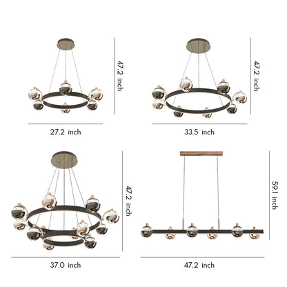 Black Gold Ring Chandelier LED Nordic 3000K 4500K 6000K 4 Configurations