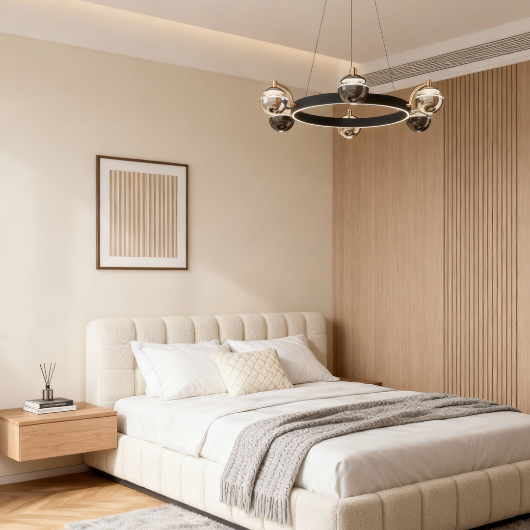 Black Gold Ring Chandelier LED Nordic 3000K 4500K 6000K 4 Configurations