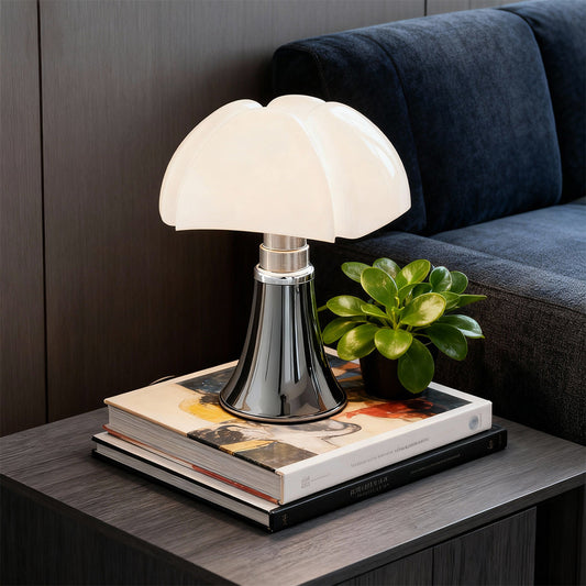 Bauhaus Mushroom Dome Table Lamp Iron Base Touch Control 8W LED Warm White Black White Chrome Gold 13.78 Inch