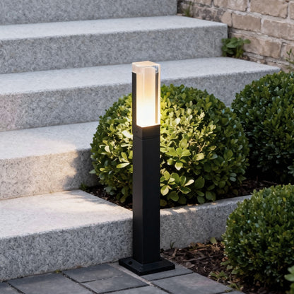 Modern Cuboid LED Bollard Light Waterproof Outdoor Pathway Lighting Black Aluminum Minimalist Landscape Light IP54