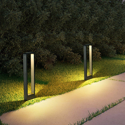 Modern Rectangular LED Bollard Path Light 10W COB Waterproof Outdoor Landscape Lighting Black Aluminum IP65