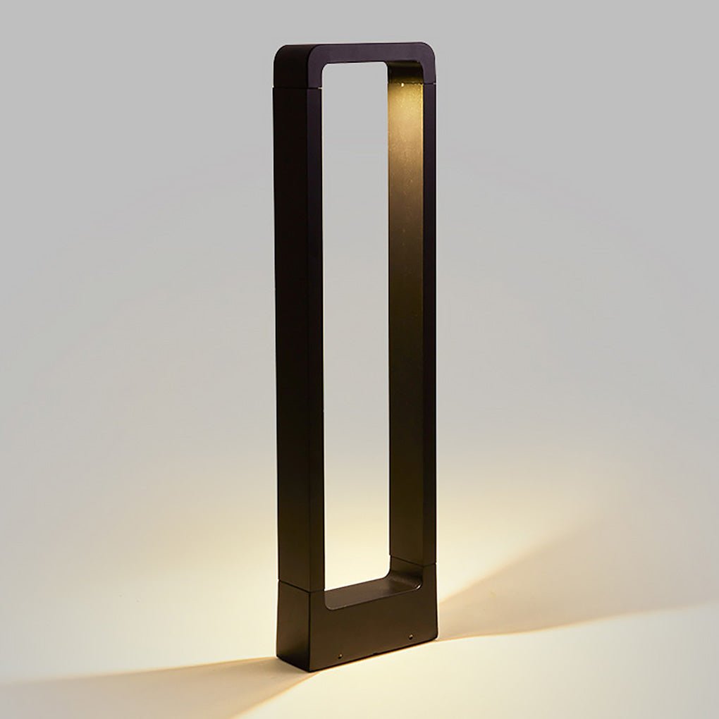 Modern Rectangular LED Bollard Path Light 10W COB Waterproof Outdoor Landscape Lighting Black Aluminum IP65