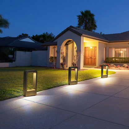 Modern Rectangular LED Bollard Path Light 10W COB Waterproof Outdoor Landscape Lighting Black Aluminum IP65